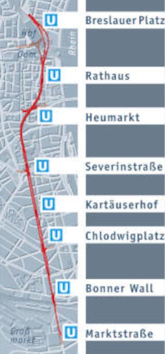 Grafik der Haltestellen der Nord-Sd Stadtbahn